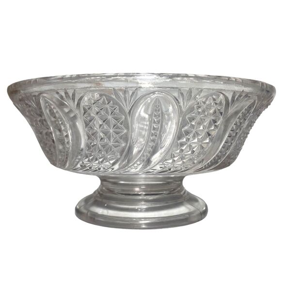 EAPG Antique McKee Brothers Doric Glass Comport Footed Bowl Feather 3 x 6" 1896 - Picture 1 of 8